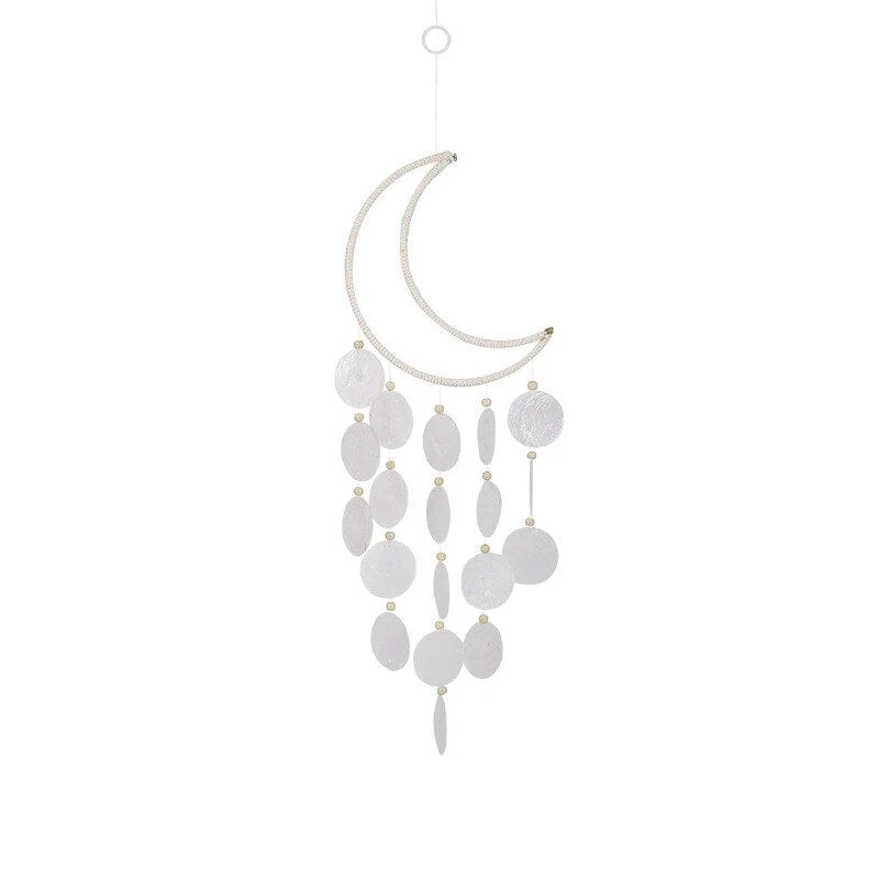 Rattan Moon Wind Chime With Natural Capiz Shells