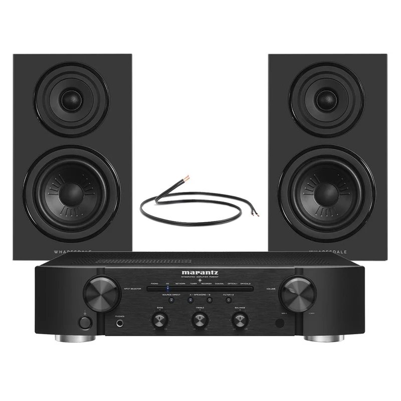 Marantz PM6007 Integrated Amplifier with Wharfedale Diamond 12.1i Bookshelf Speakers Pair Black HiFi Package