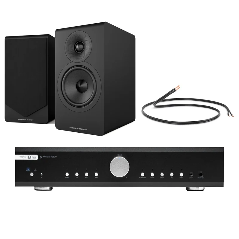 Musical Fidelity B1xi Integrated Amplifier with Acoustic Energy AE300 MK2 Bookshelf Speakers - Black