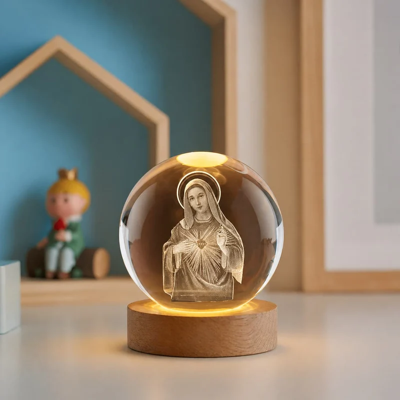 Veilleuse boule de cristal Vierge Marie