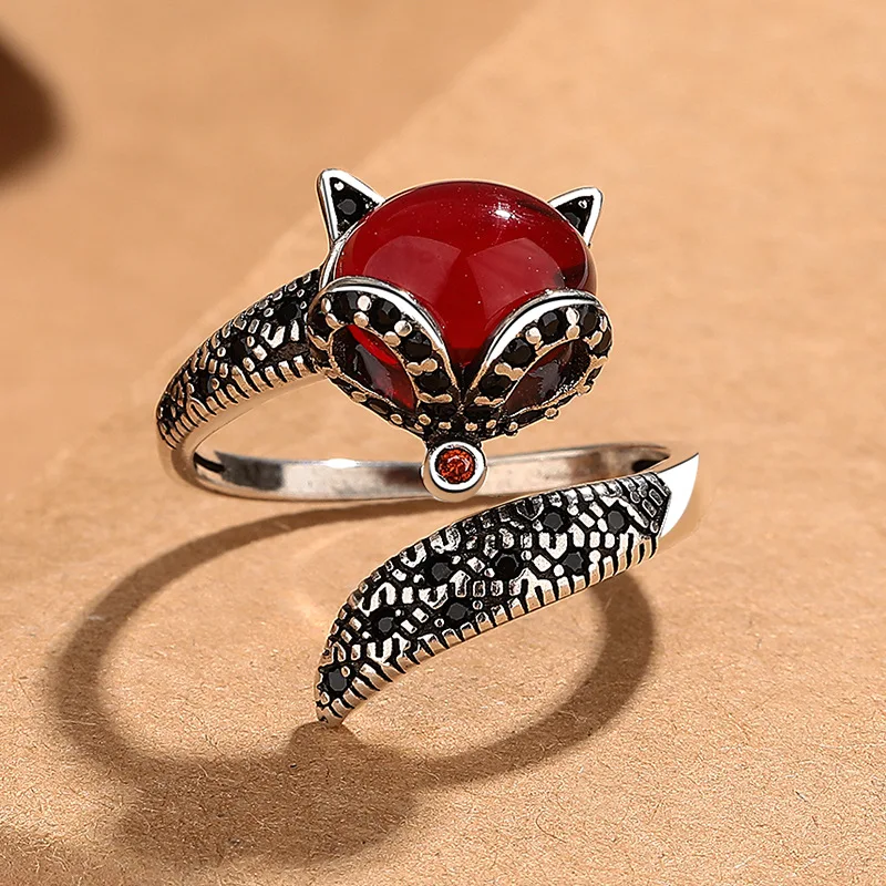 Ember Kitsune Fox 925 Sterling Silver Ring