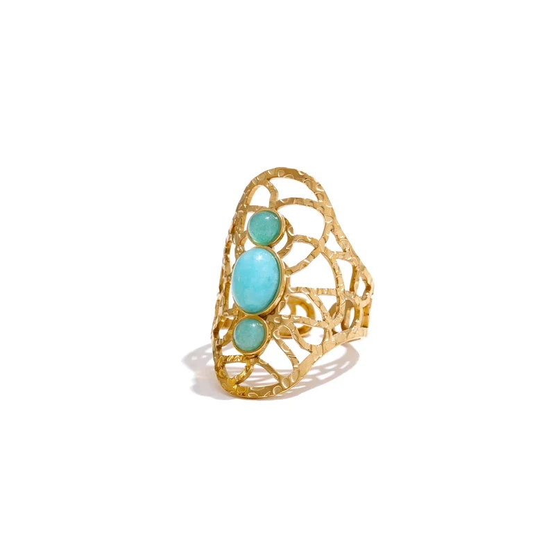 Stone Halo Cuff Ring