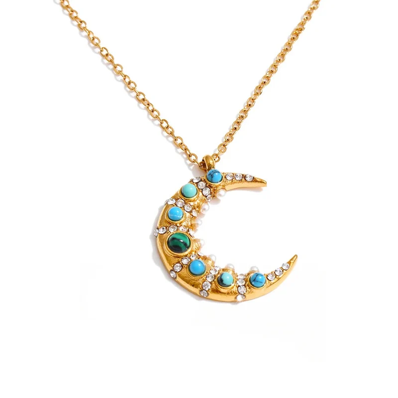 Moonveil Natural Stone Pearl Necklace