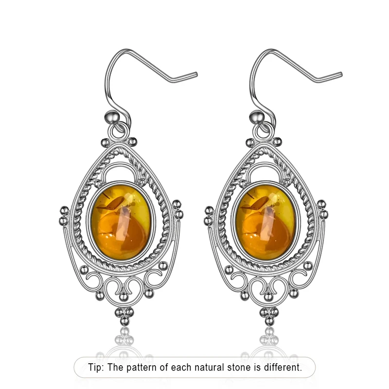 Natural Stone Relic 925 Sterling Silver Earrings