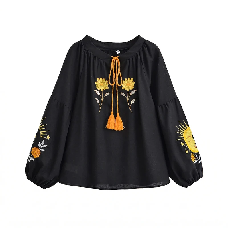 Moonflower Embroidery Blouse