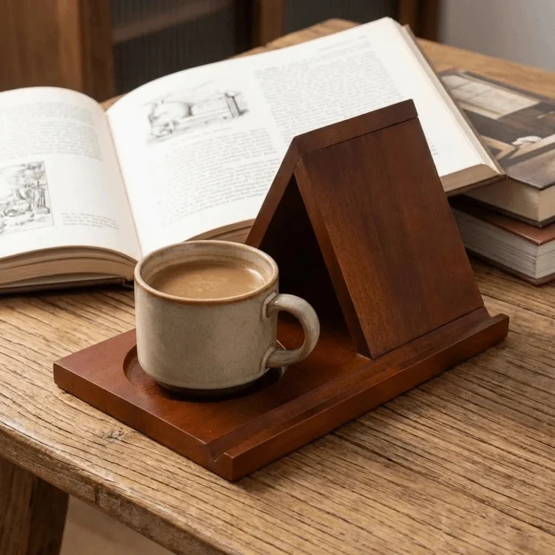 Wooden Book & Tablet Stand