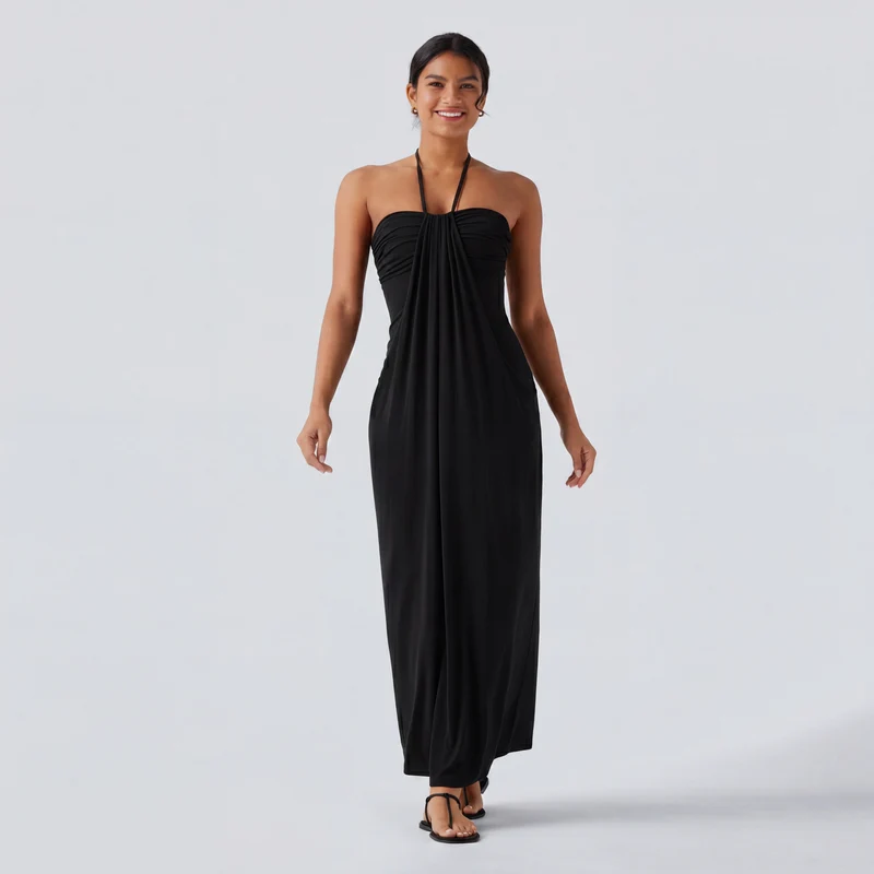 Ariadne Draped Halter Maxi Dress