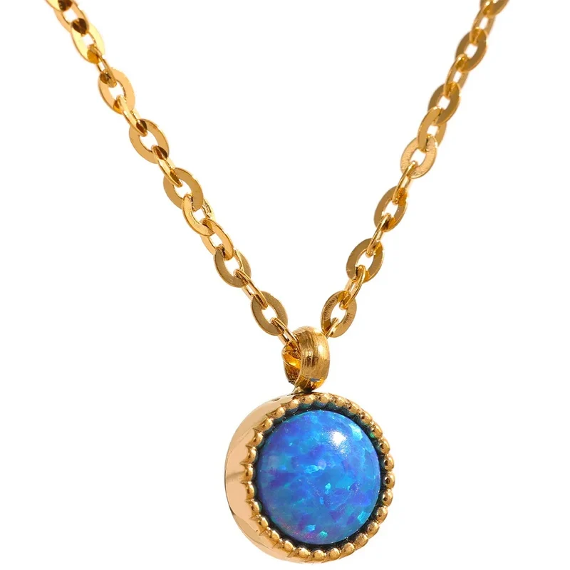 Ocean Opal Gold Pendant Necklace