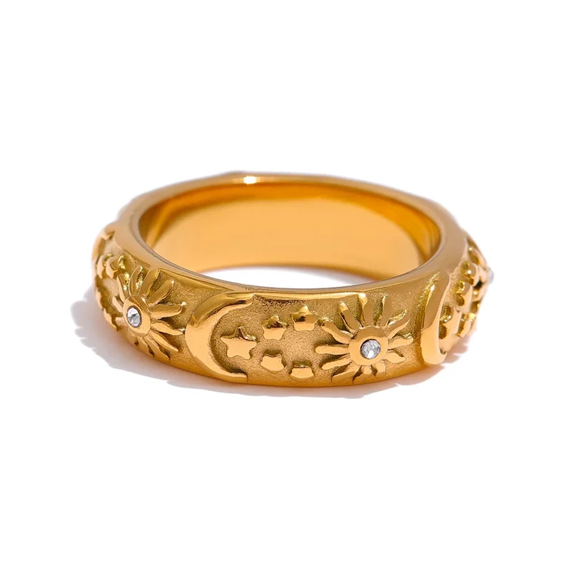 Celestial Sun & Moon Gold Ring