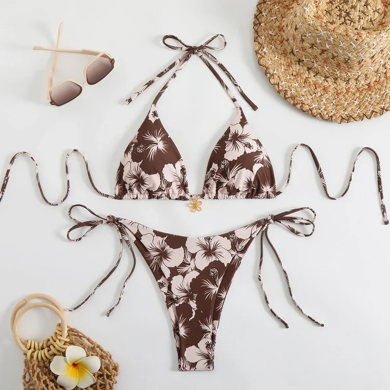Tropical Floral Tie-Side Bikini Set