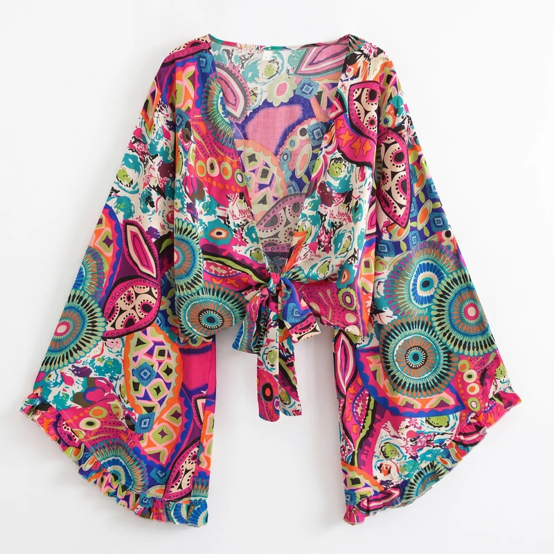 Soléa Mosaic Tie Blouse