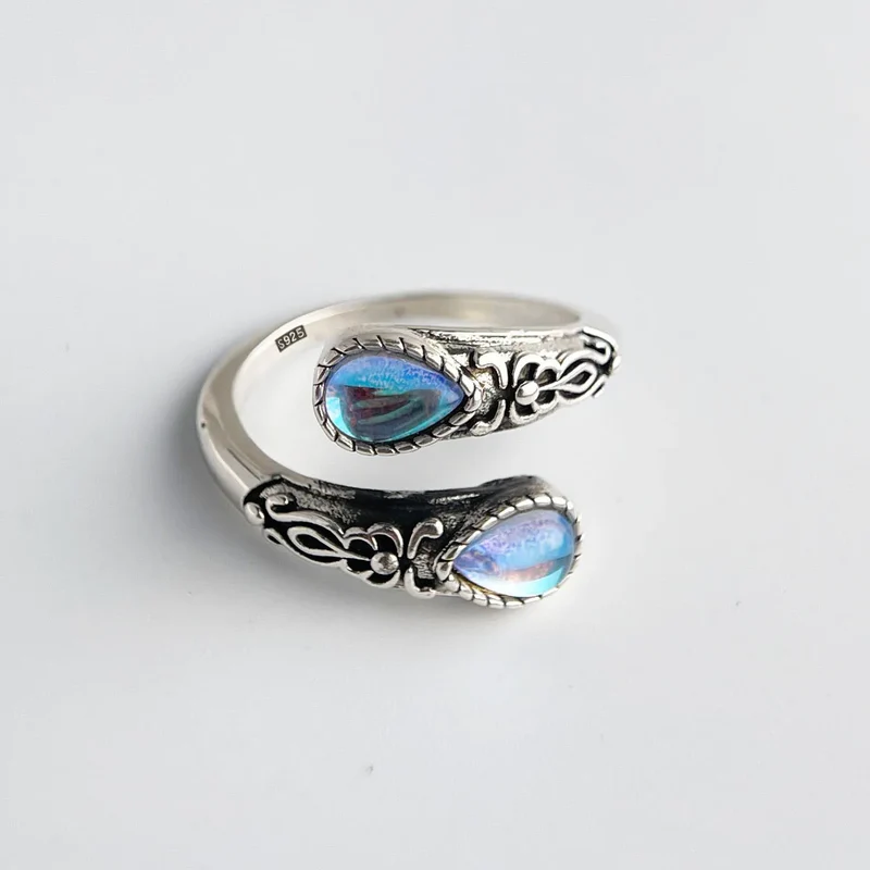 925 Sterling Silver Opal Open Wrap Ring