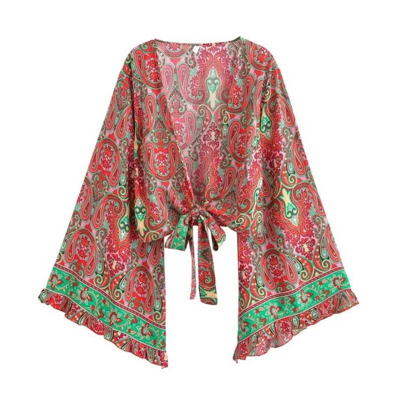 Seraphina Paisley Tie-Front Kimono Top