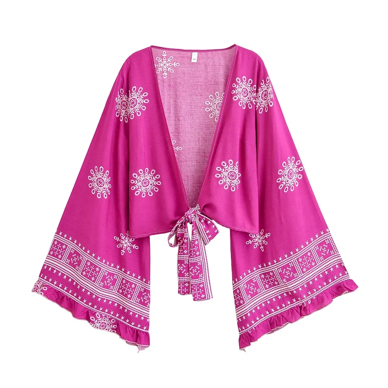 Anassa Boho Embroidered Kimono Top