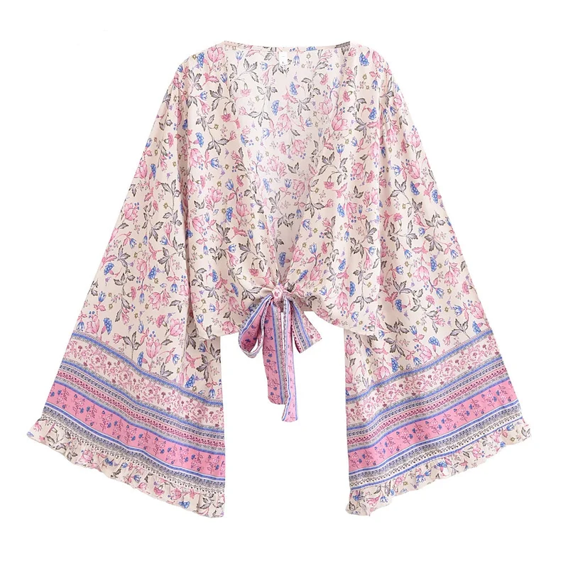 Luna Blush Floral Tie-Front Top