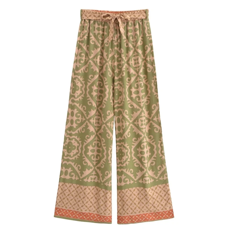 Soraya Boho Pattern Wide-Leg Pants