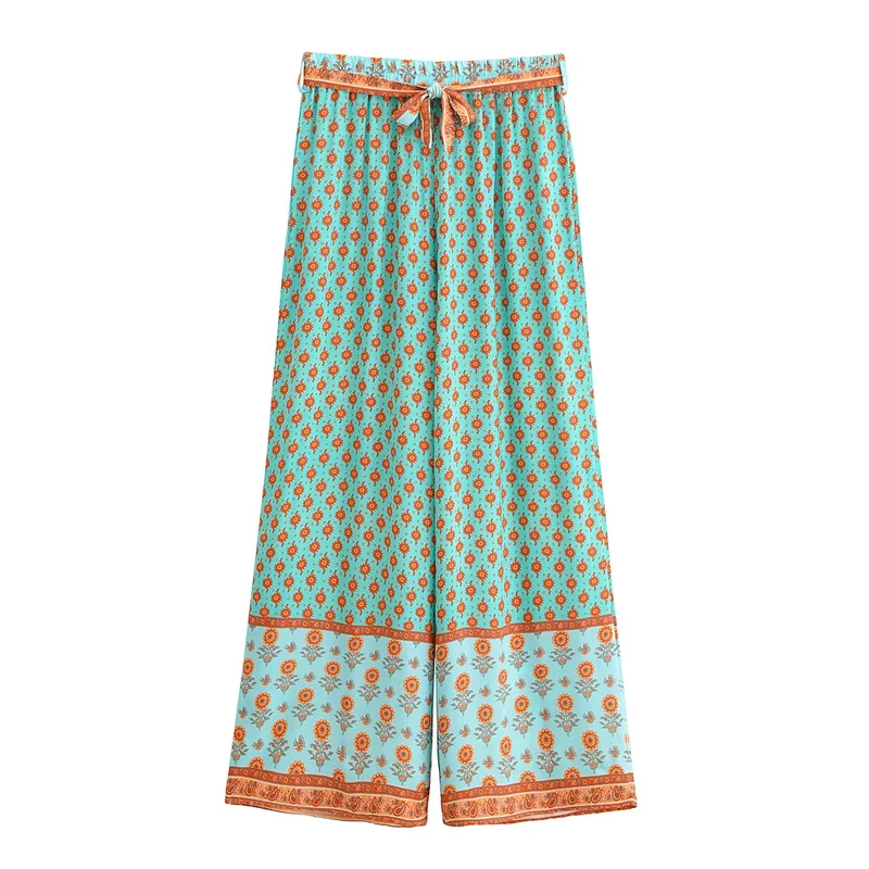 Alina Boho Print Wide-Leg Pants