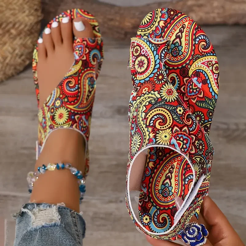 Colorful Paisley Slip-On Sandals