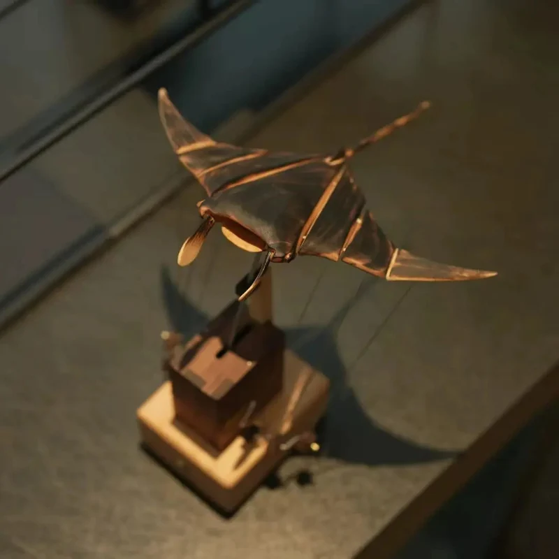 Handcrafted Wooden Manta Ray Automaton