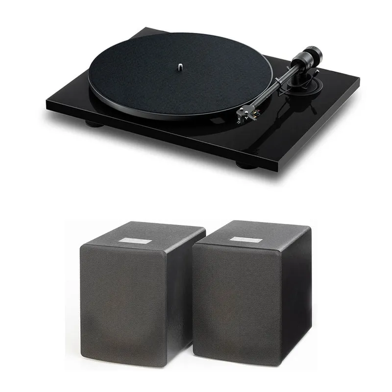 Pro-Ject E1.2 Phono Turntable with Mitchell Acoustics uStream Two (MK1) Active Speakers HiFi Package Black