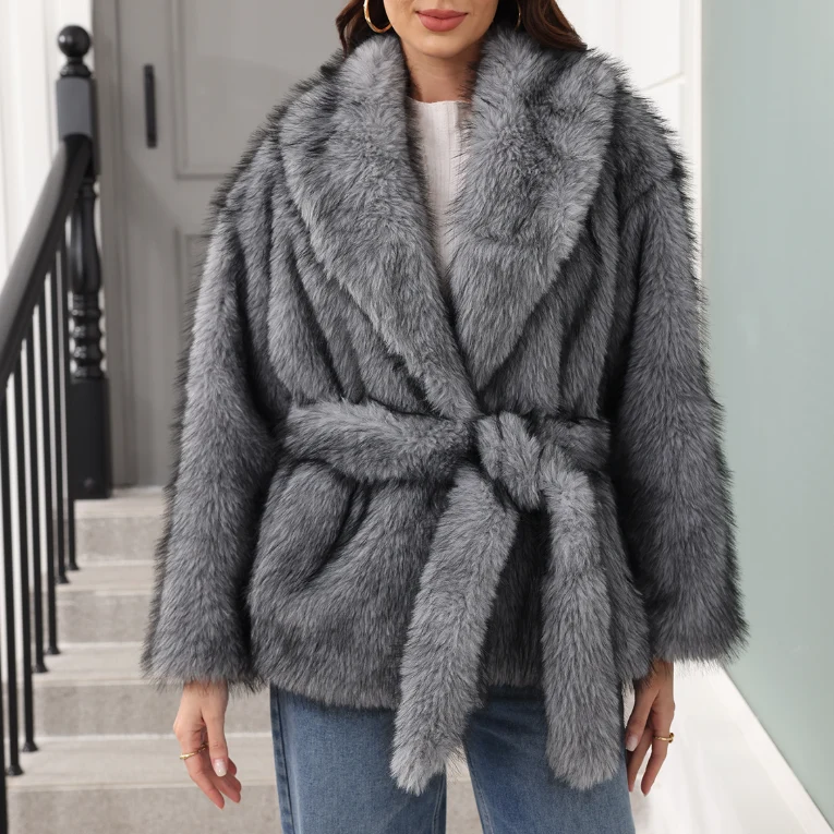 Elara Faux Fur Wrap Jacket
