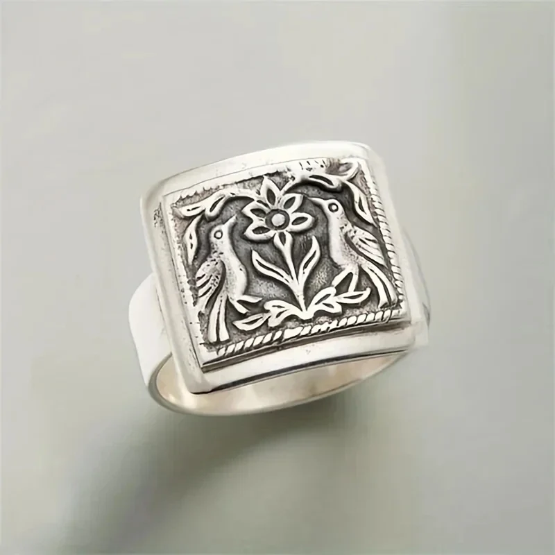 Twin Sparrows Signet Ring