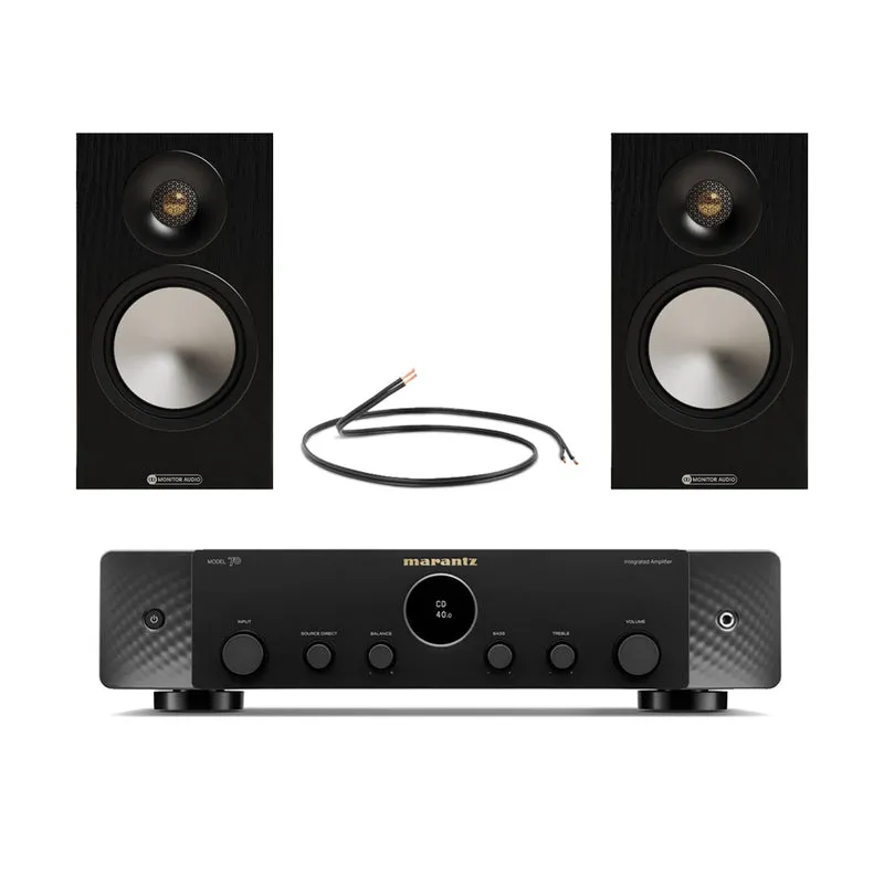 Marantz Model 70 Amplifier with Monitor Audio Bronze 50 7G Bookshelf Speakers Pair HiFi Package Black