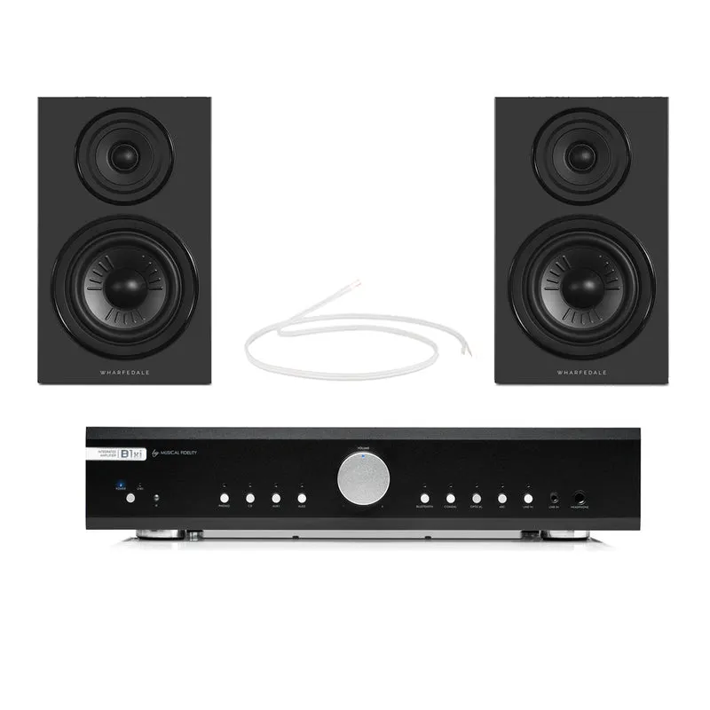 Musical Fidelity B1xi Integrated Amplifier Wharfedale Diamond 12.2i Bookshelf Speakers Pair Hifi Package Black