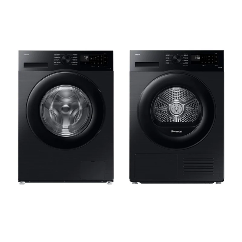 Samsung Series 5 WW11DG5B25ABEU 11kg 1400rpm Washing Machine & Series 5 DV90CGC0A0ABEU 9kg Heat Pump Tumble Dryer Black