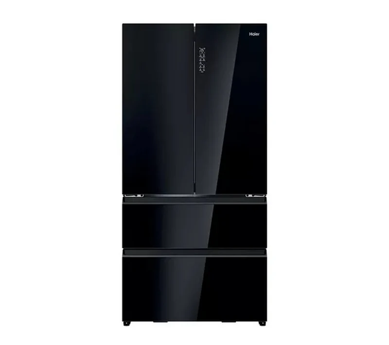 Haier Series 7 HFR79F19DFGB Total No Frost Freestanding American Fridge Freezer Black Glass