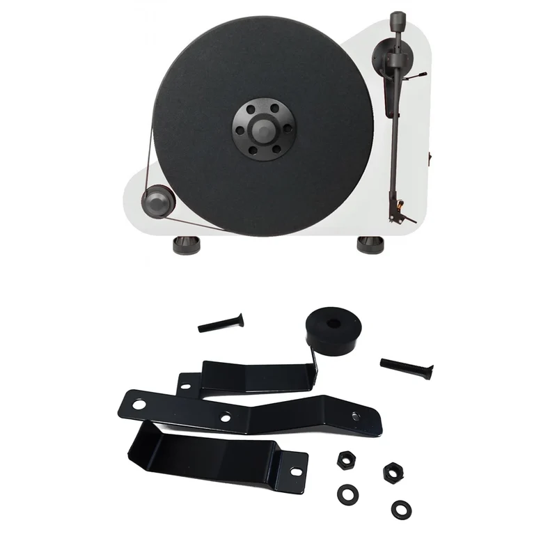 Pro-Ject VT-E BT R Wireless Vertical Bluetooth Turntable White with VT-E Wallmount Kit Bundle