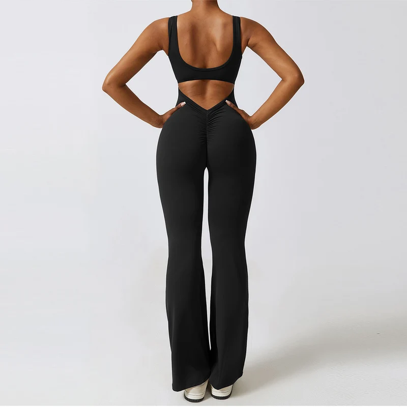 Elodie V-Back Flared Jumpsuit