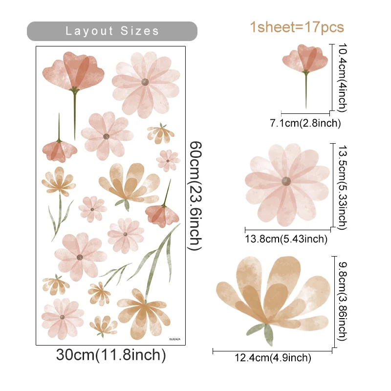 Pastel Flowers Wall Decal Set