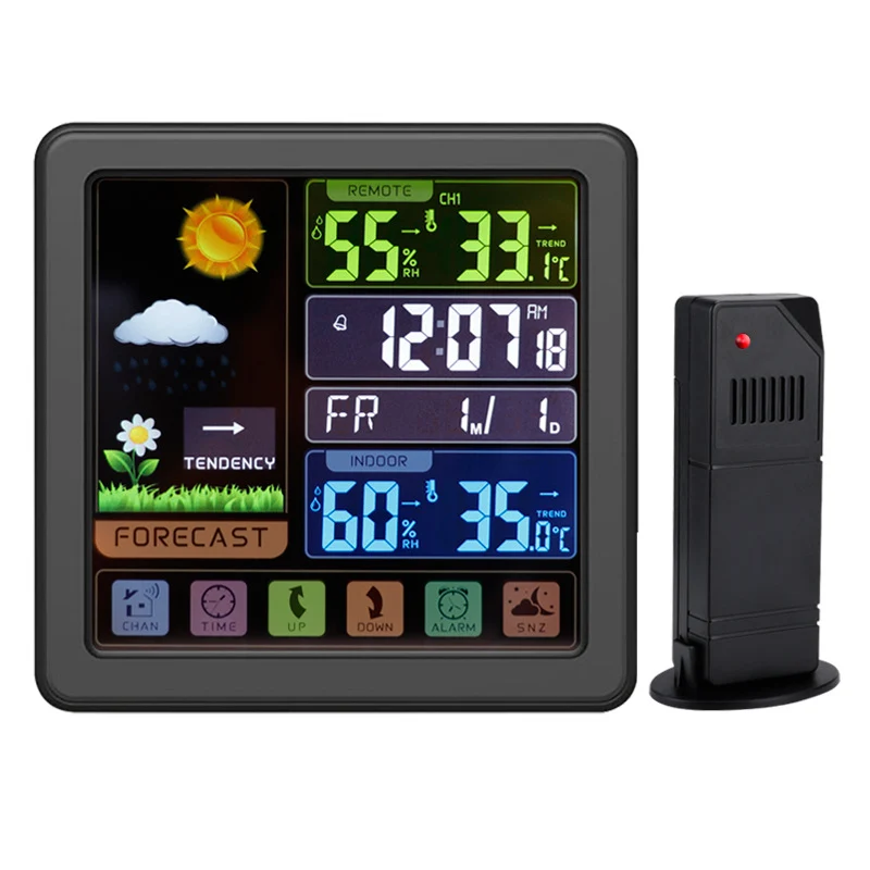 Wireless Weather Clock With Multi-function Touch Screen Keys