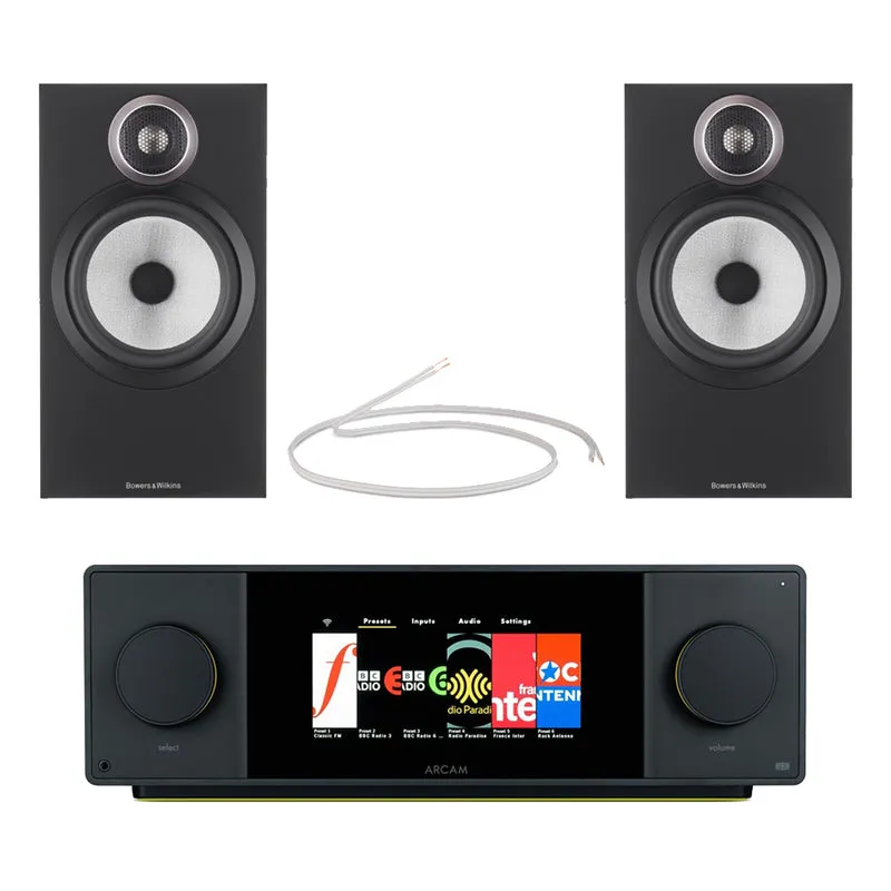 Arcam Radia SA45 Streaming Integrated Amplifier with Bowers and Wilkins 606 S3 Bookshelf Speakers Pair Black HiFi Package