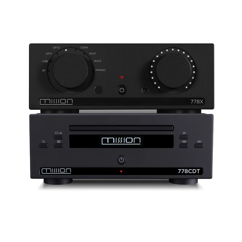Mission 778X Stereo Amplifier and 778CDT CD Transport HiFi Bundle - Black