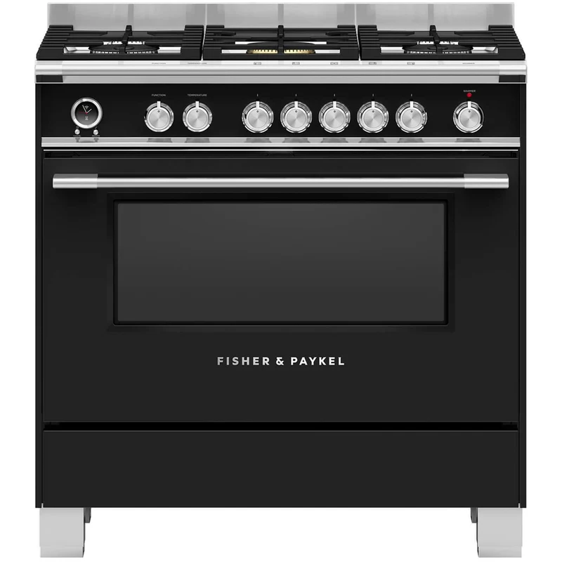 Fisher and Paykel OR90SCG6B1 Series 9 Classic Single Oven Dual Fuel Range Cooker With Pyrolytic Cleaning Black