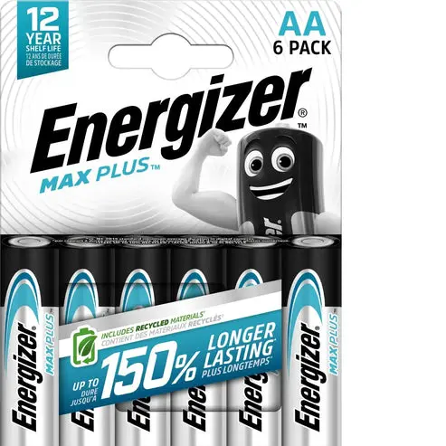 Energizer Max Plus AA/LR06 - Piles Alcalines Longue Durée (Pack de 6)