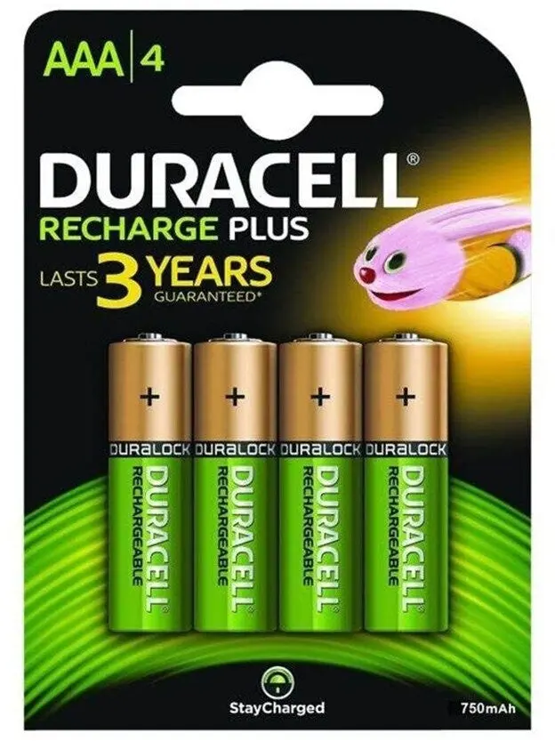 DURACELL Recharge AAA 750 mAh - Piles Rechargeables (Pack de 4)