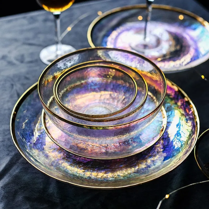 Rainbow Glass Dinner Tableware Set