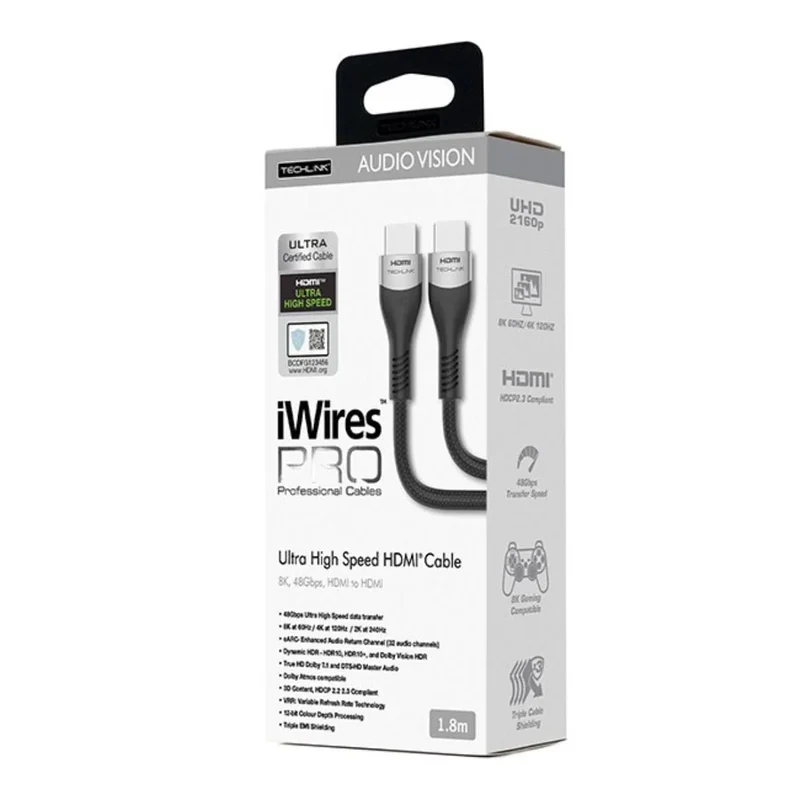 Techlink 711818 iWires Pro 8K HDMI Ultra Certified Cable - 1.8 Metre