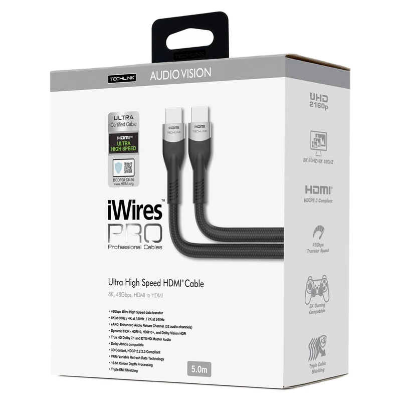Techlink 711805 iWires Pro 8K HDMI Ultra Certified Cable - 5 Metre