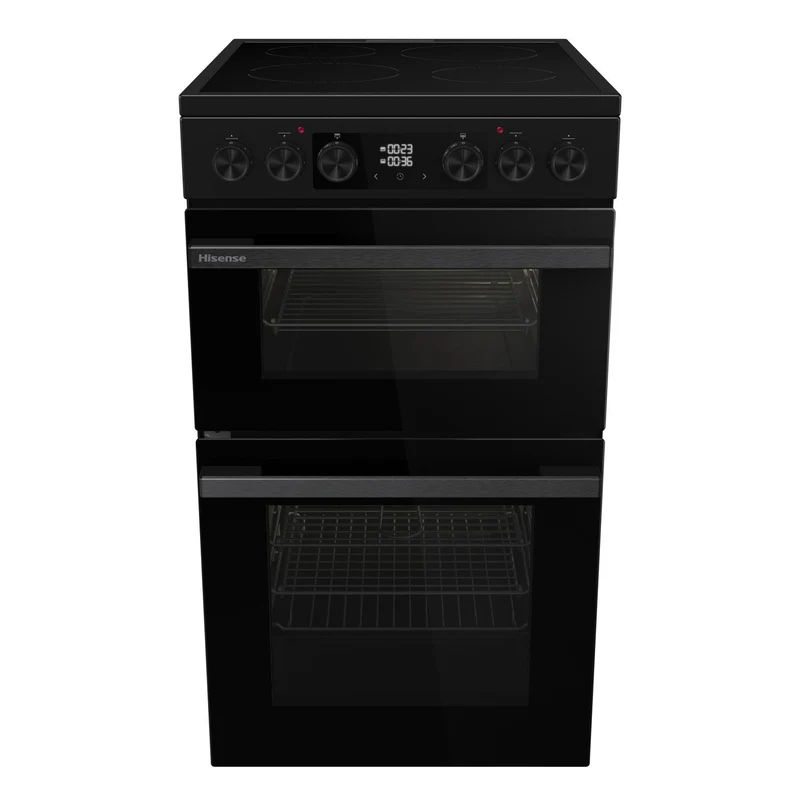 Hisense HDCEC5C10B 50cm Double Oven Electric Cooker with Ceramic Hob Black - A Rated