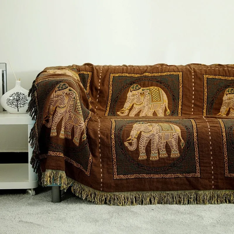 Boho Elephant Throw Blanket