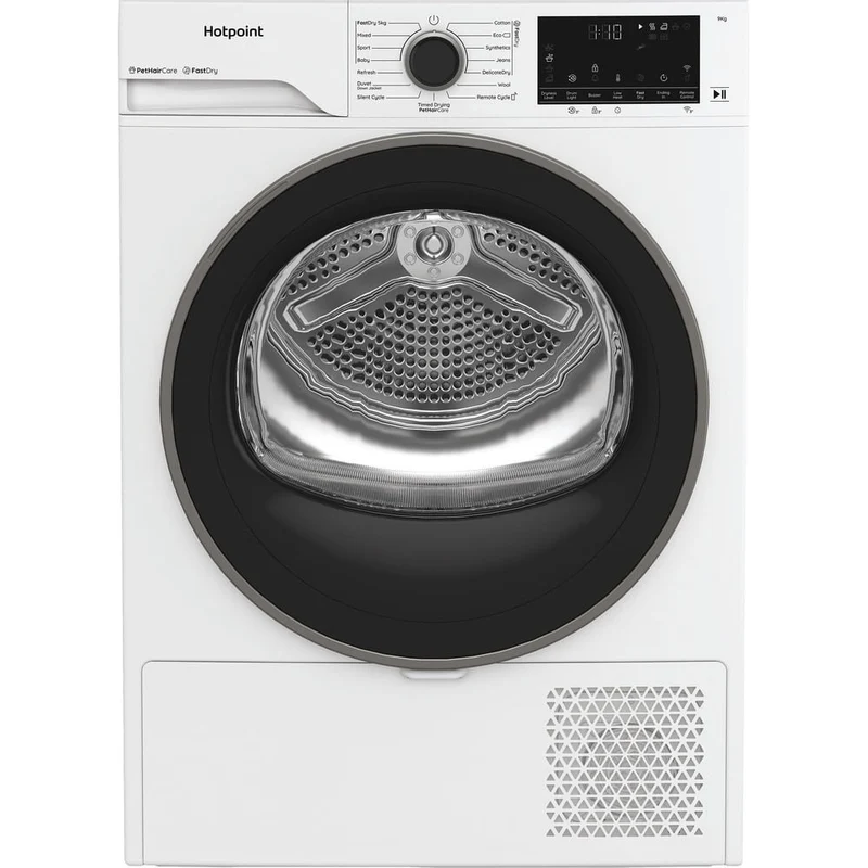 Hotpoint CHD94MWBSUK Freestanding 9kg Heat Pump Tumble Dryer with Fabric Care White