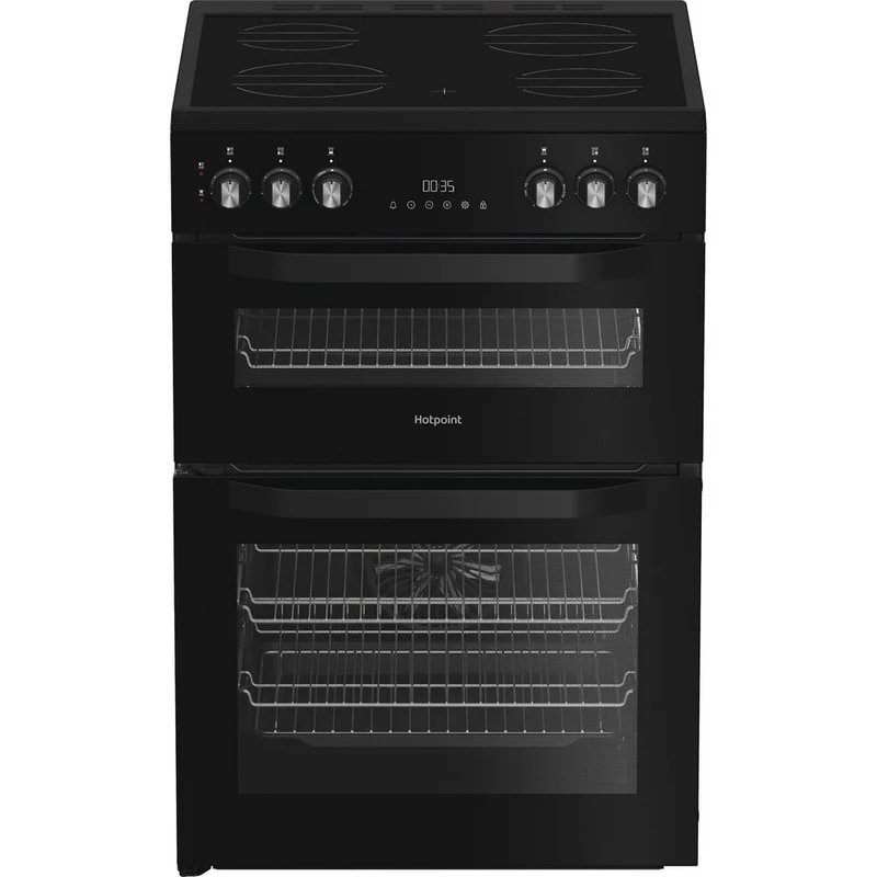 Hotpoint HDE6VDB1 Freestanding Electric Double Cooker With Ceramic Hob Black