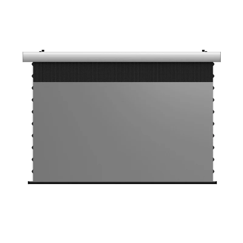 72"-150" Seamless WUPRO Cinema FlowArc Black Grid Lenticular Smart CLR Motorized Drop Down Projector Screen For UST Projector
