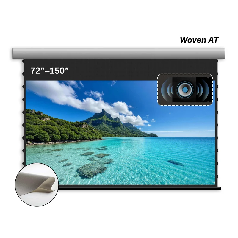 72"-200" WUPRO Cinema FlowArc Woven Acoustically transparent Smart Motorized Drop Down Projector Screen