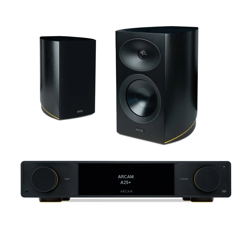Arcam A25+ Integrated Amplifier with Arcam Radia R25 Bookshelf Loudspeakers Pair - Black