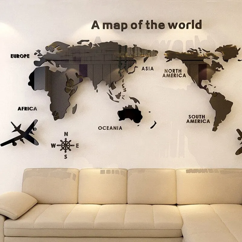3D World Map Wall Stickers
